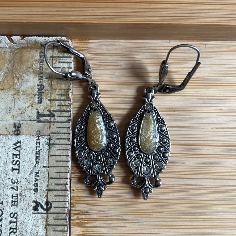 New Marcasite sorbet stone crystal hanging earrings